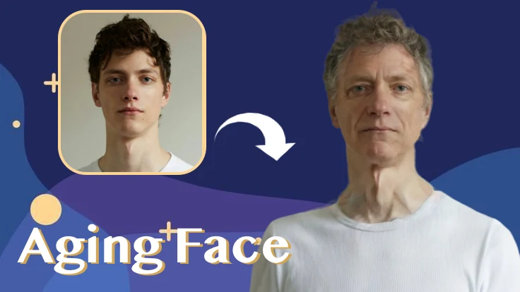 Aging Face preview showing a portrait transformed to look older
