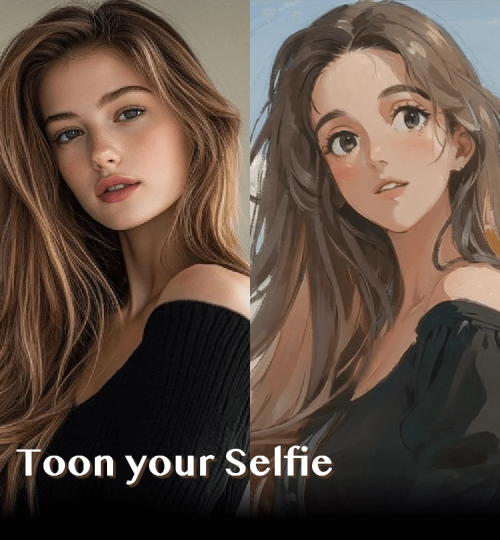 A portrait alongside its anime transformation, from AI ToonFace's in-app style preview